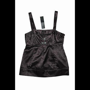 NWT MARC BY MARC JACOBS Black Satin Tank Top/Blouse, sz 2